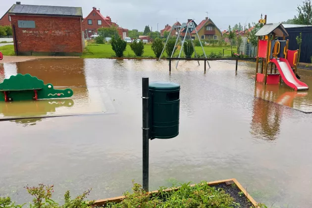 Picture of a flooded playground.